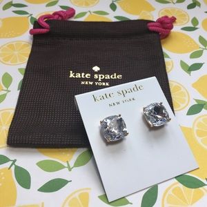 Kate Spade Clear SQUARE STUDS Earrings Gold